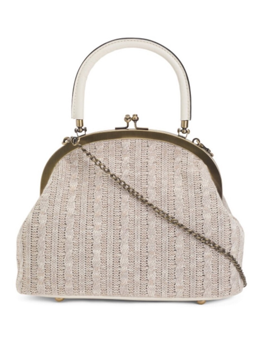 PATRICIA NASH Willow Knit Fabric Frame Satchel With Leather Trim Framed Satchel